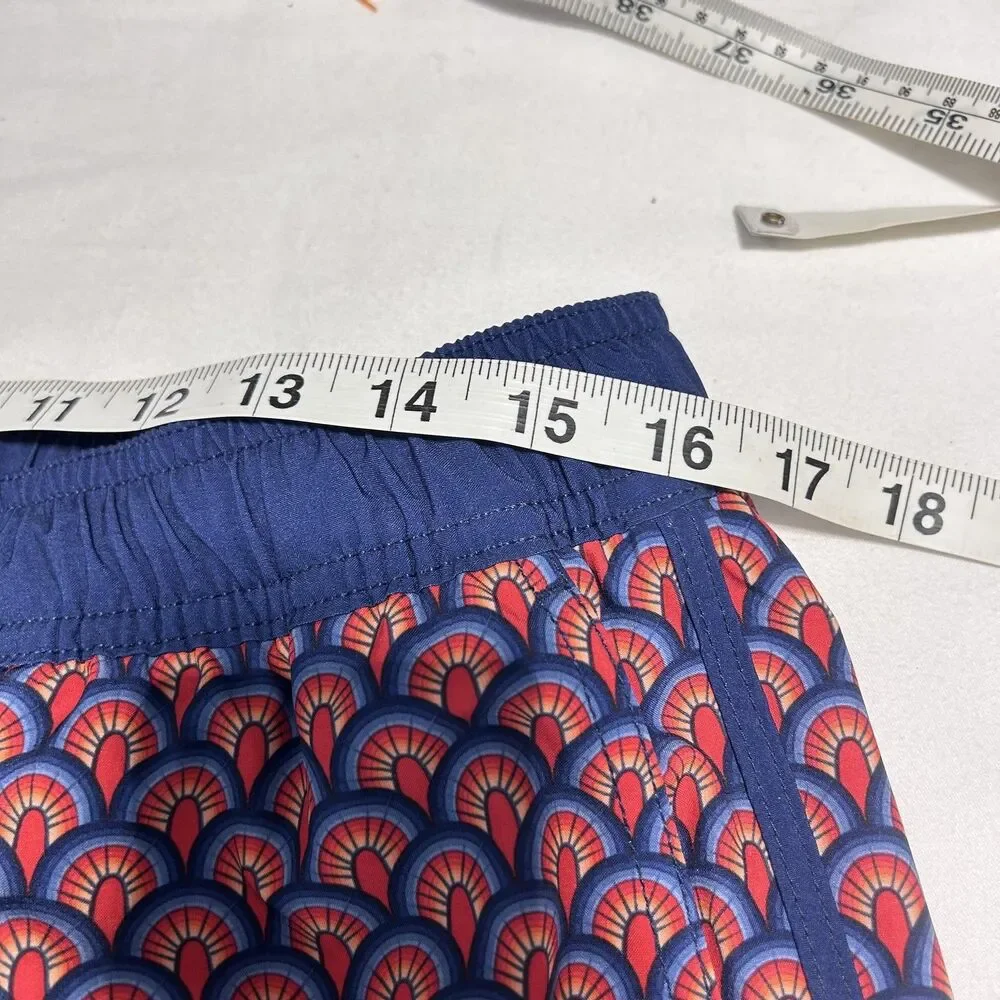 Fair Harbor Swim Shorts Mens Large Blue Geometric Print Lined Elastic Waist